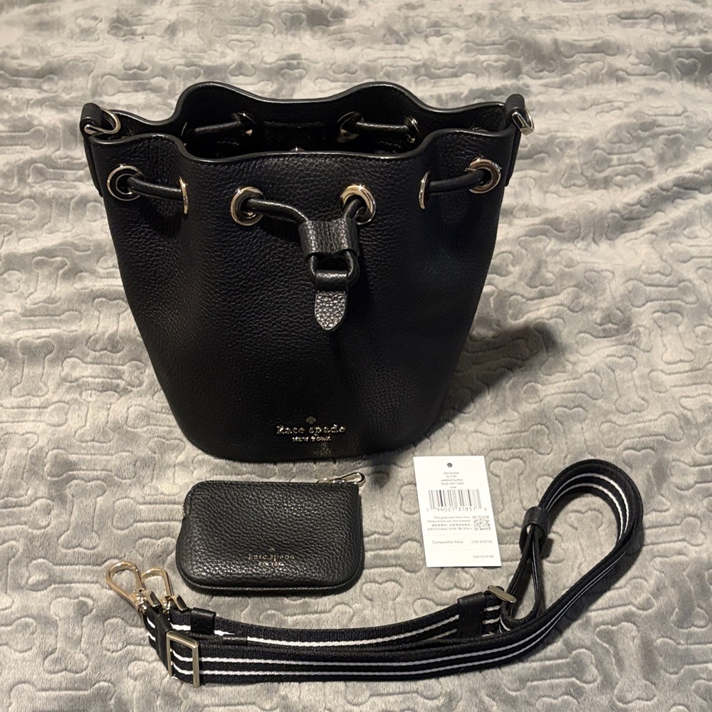 Kate Spade Black Leather Mini Bucket Rosie KC740